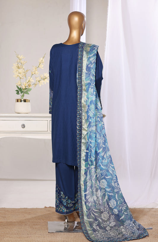 Bin Saeed Luxury Embroidered Jacquard Stitched 3 Piece Suit - Design-10 - BS26JCQ - Blue - Mid Summer Collection