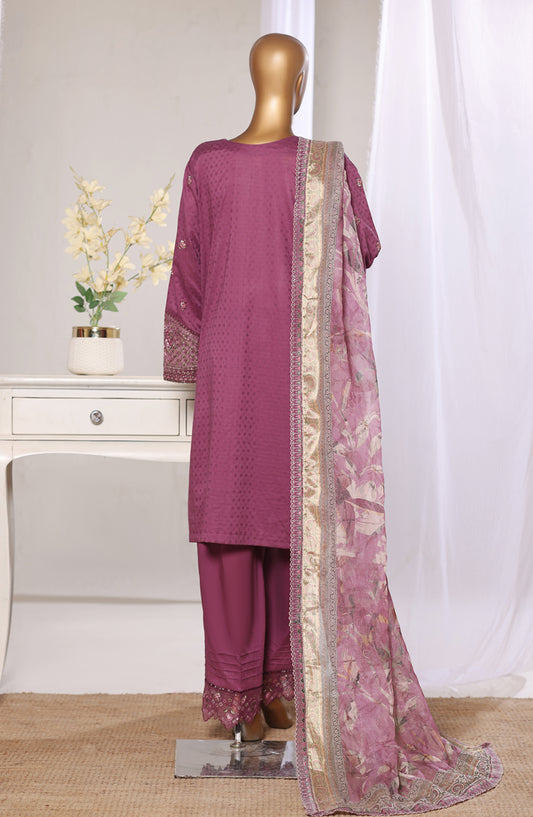 Bin Saeed Luxury Embroidered Jacquard Stitched 3 Piece Suit - Design-05 - BS26JCQ - Pink - Mid Summer Collection