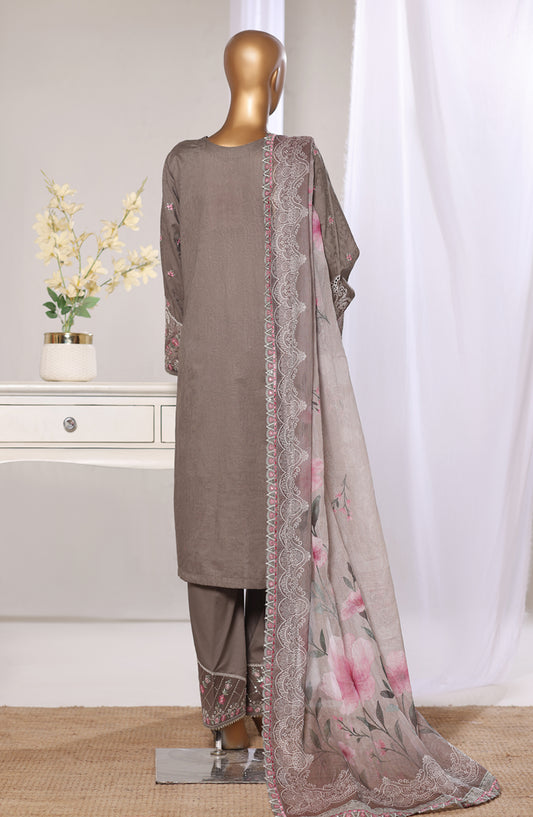 Bin Saeed Luxury Embroidered Jacquard Stitched 3 Piece Suit - Design-04 - BS26JCQ - Grey - Mid Summer Collection