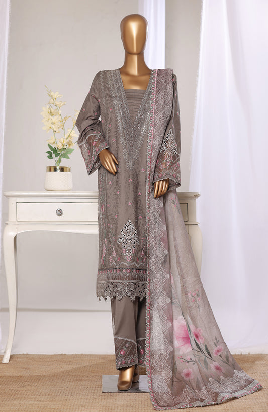 Bin Saeed Luxury Embroidered Jacquard Stitched 3 Piece Suit - Design-04 - BS26JCQ - Grey - Mid Summer Collection