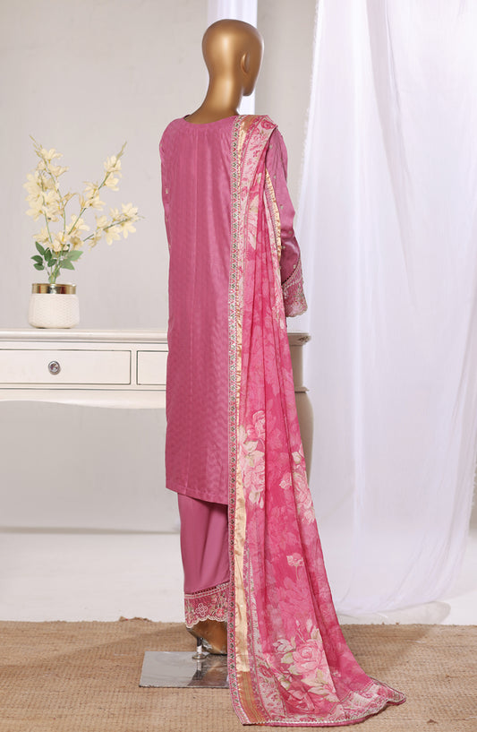 Bin Saeed Luxury Embroidered Jacquard Stitched 3 Piece Suit - Design-03 - BS26JCQ - Pink - Mid Summer Collection