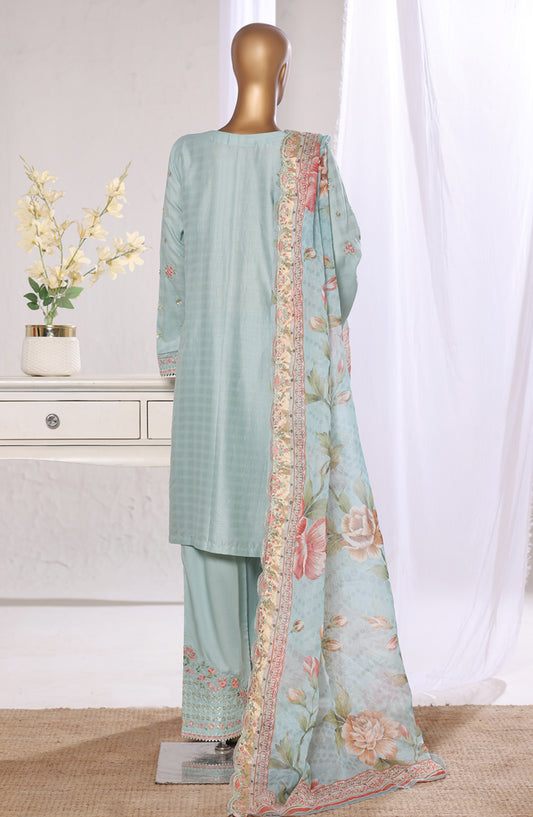 Bin Saeed Luxury Embroidered Jacquard Stitched 3 Piece Suit - Design-02 - BS26JCQ - Blue - Mid Summer Collection