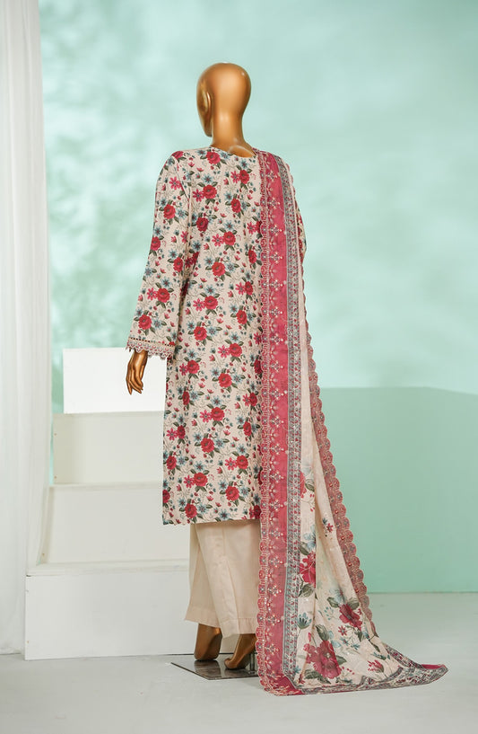 Bin Saeed Luxury Laserkari Lawn Stitched 3 Piece Suit - D-06 - BS26KRL - Pink - Summer Collection