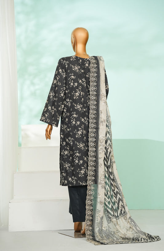 Bin Saeed Luxury Laserkari Lawn Stitched 3 Piece Suit - D-05 - BS26KRL - Black - Summer Collection