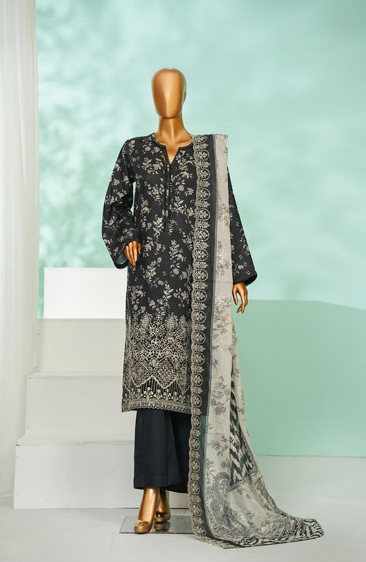 Bin Saeed Luxury Laserkari Lawn Stitched 3 Piece Suit - D-05 - BS26KRL - Black - Summer Collection