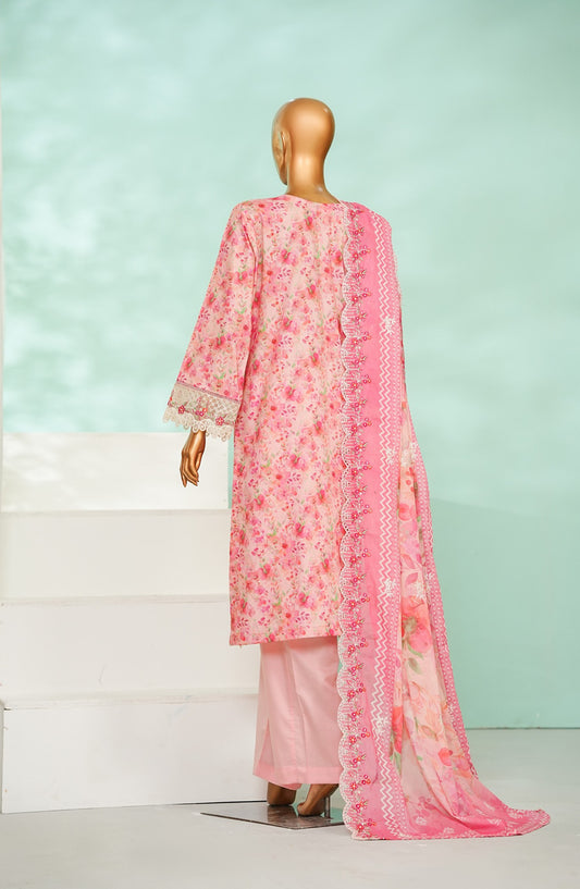 Bin Saeed Luxury Laserkari Lawn Stitched 3 Piece Suit - D-02 - BS26KRL - Pink - Summer Collection