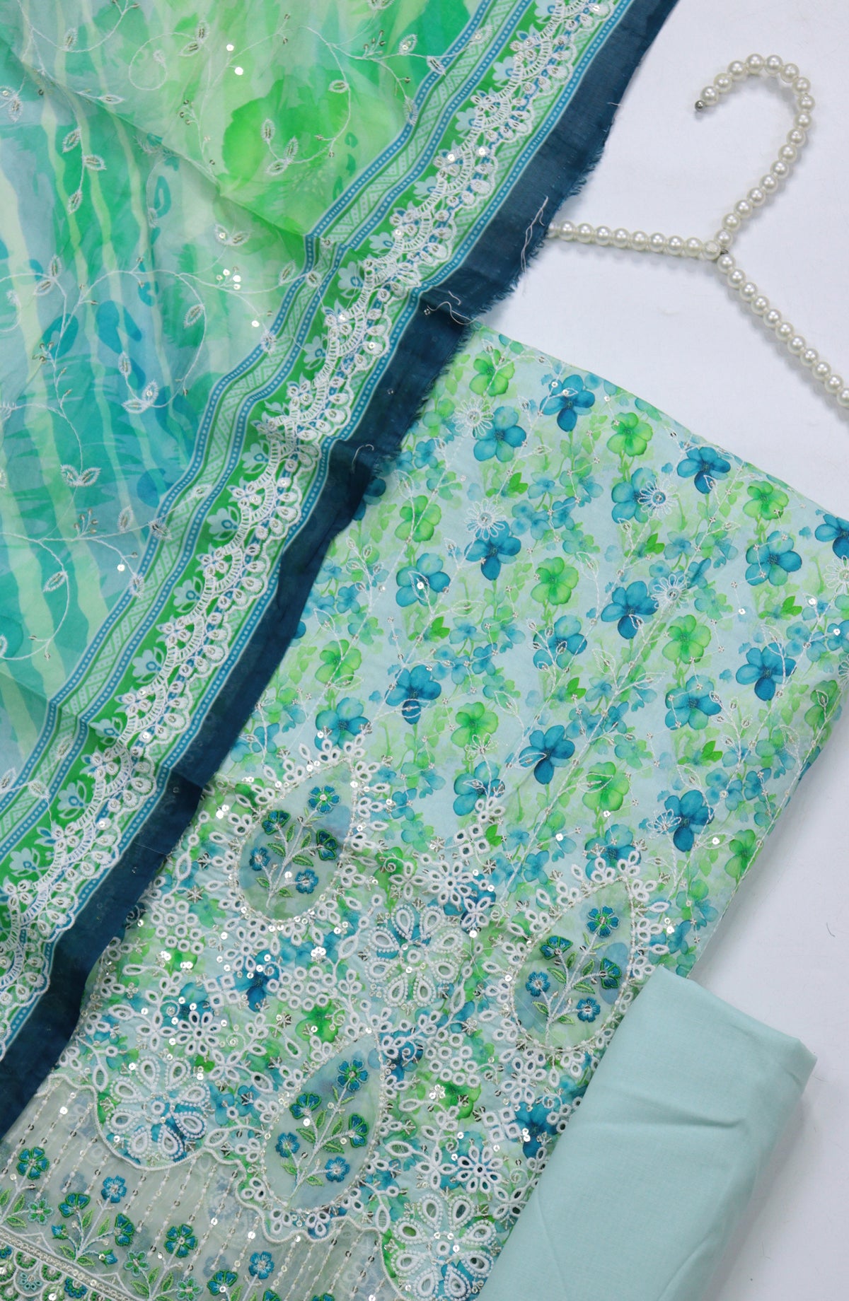 Bin Saeed Embroidered Cotton Unstitched 3 Piece Suit - Design-12 - BS25MDS - Green - Mid Summer Collection