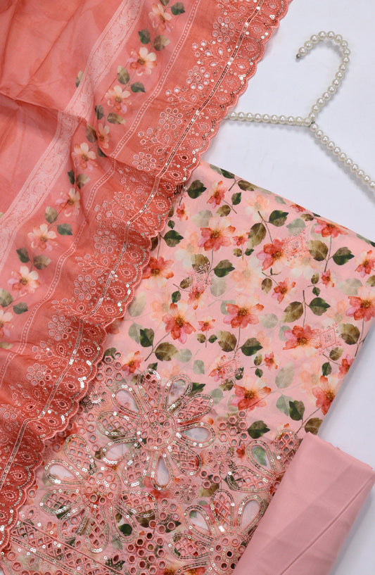 Bin Saeed Embroidered Cotton Unstitched 3 Piece Suit - Design-11 - BS25MDS - Pink - Mid Summer Collection