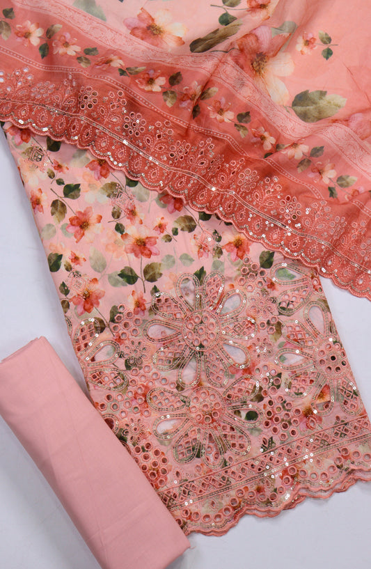 Bin Saeed Embroidered Cotton Unstitched 3 Piece Suit - Design-11 - BS25MDS - Pink - Mid Summer Collection