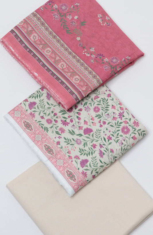Bin Saeed Printed Cotton Unstitched 3 Piece Suit - D-10 - BS26NHT - Pink - Summer Collection