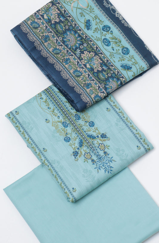 Bin Saeed Printed Cotton Unstitched 3 Piece Suit - D-07 - BS26NHT - Ferozi - Summer Collection