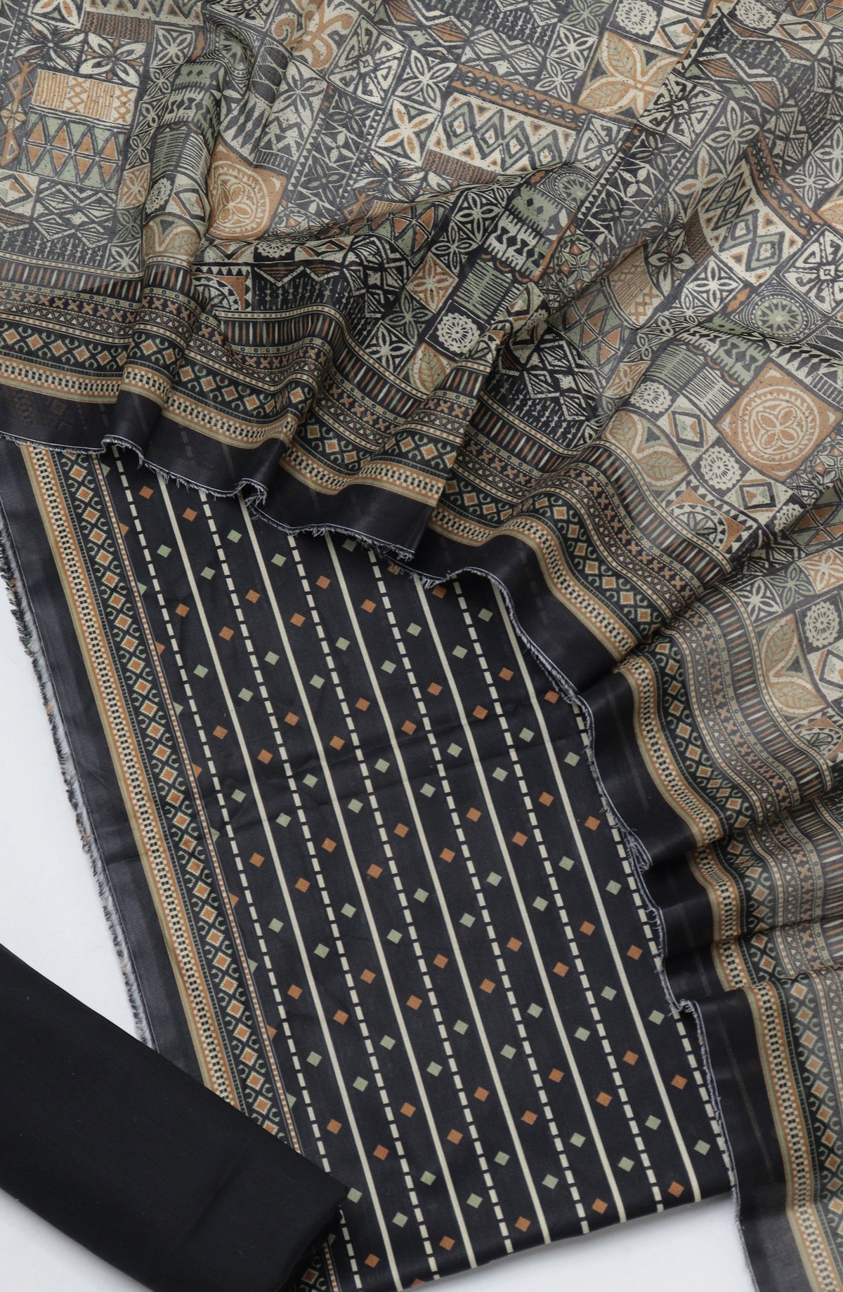 Bin Saeed Printed Cotton Unstitched 3 Piece Suit - D-06 - BS26NHT - Black - Summer Collection