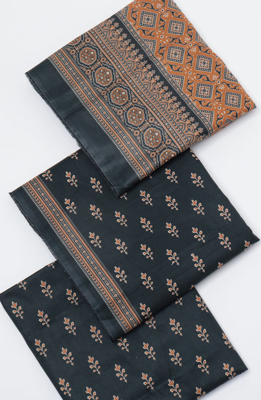 Bin Saeed Printed Cotton Unstitched 3 Piece Suit - D-04 - BS26NHT - Black - Summer Collection