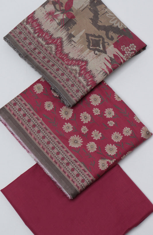 Bin Saeed Printed Cotton Unstitched 3 Piece Suit - D-02 - BS26NHT - Pink - Summer Collection
