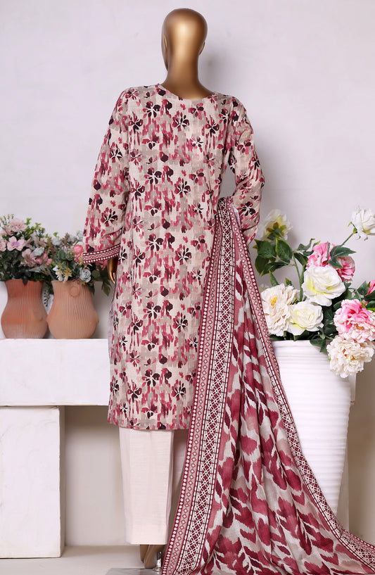 Bin Saeed Printed Khaddar Stitched 3 Piece Suit - Design-14 - BS25PKD - Multi - Winter Collection