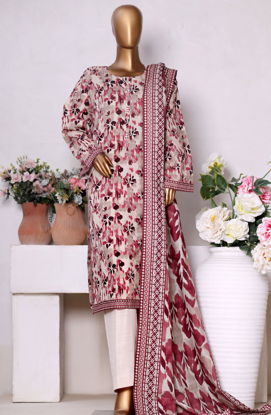 Bin Saeed Printed Khaddar Stitched 3 Piece Suit - Design-14 - BS25PKD - Multi - Winter Collection