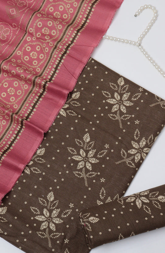 Bin Saeed Printed Khaddar Unstitched 3 Piece Suit - D-01 - BS26WD - Brown - Winter Collection
