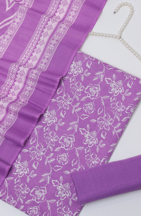 Bin Saeed Printed Khaddar Unstitched 3 Piece Suit - D-02 - BS26WD - Purple - Winter Collection