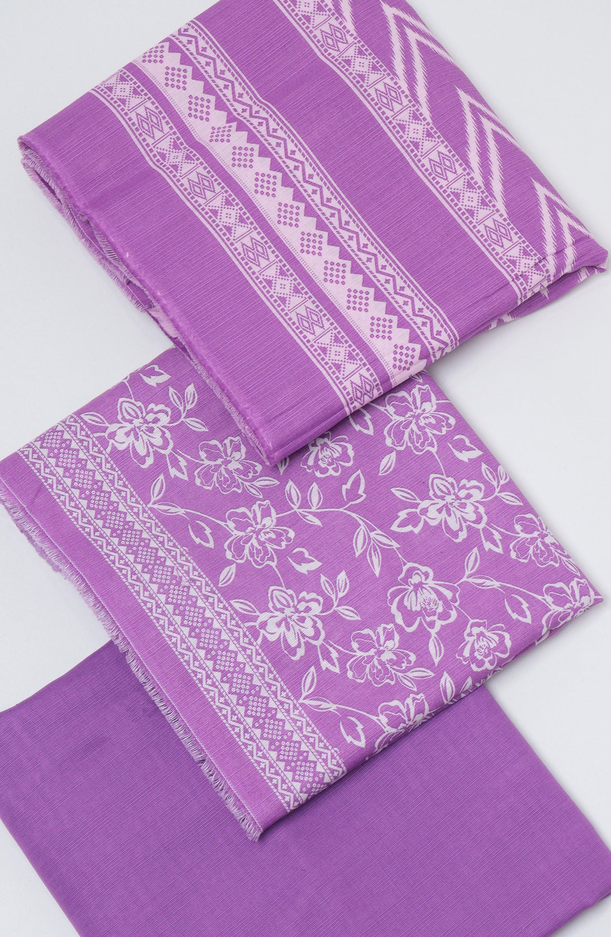 Bin Saeed Printed Khaddar Unstitched 3 Piece Suit - D-02 - BS26WD - Purple - Winter Collection