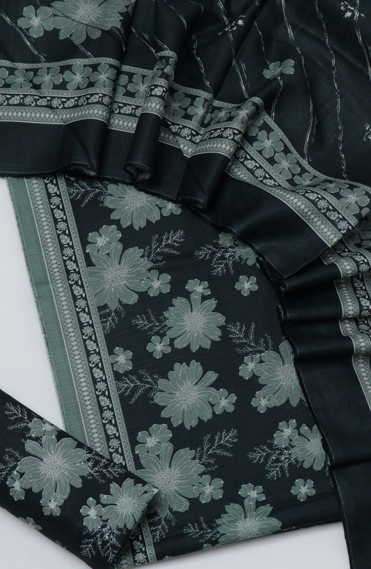 Bin Saeed Printed Khaddar Unstitched 3 Piece Suit - D-03 - BS26KDR - Black - Winter Collection
