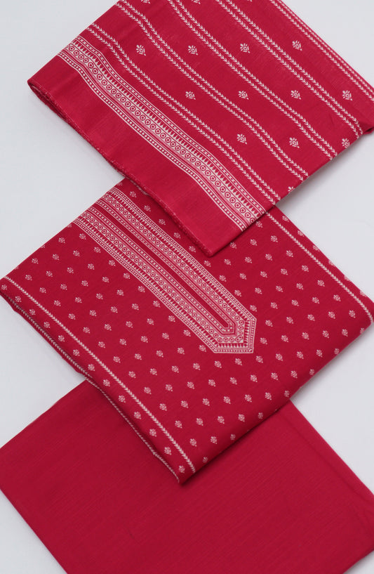 Bin Saeed Printed Khaddar Unstitched 3 Piece Suit - D-04 - BS26KDR - Red - Winter Collection