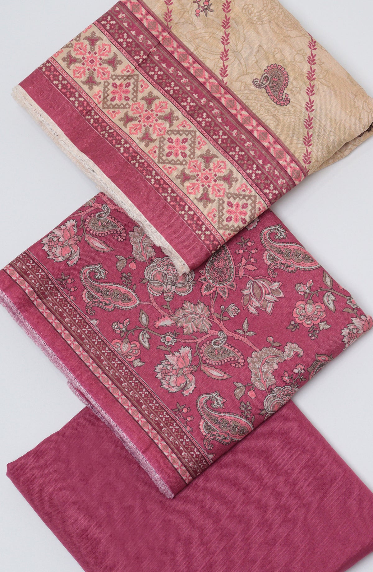 Bin Saeed Printed Khaddar Unstitched 3 Piece Suit - D-04 - BS26WD - Pink - Winter Collection