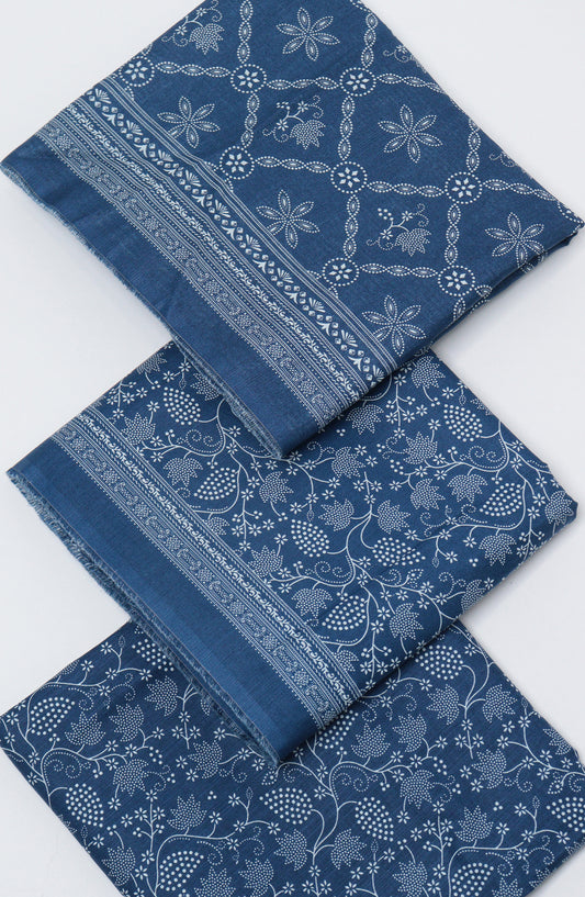 Bin Saeed Printed Khaddar Unstitched 3 Piece Suit - D-05 - BS26KDR - Blue - Winter Collection