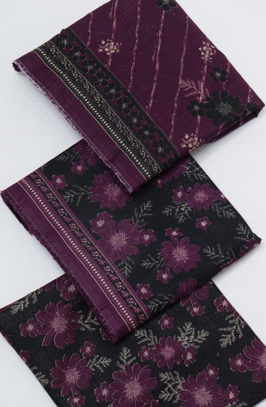 Bin Saeed Printed Khaddar Unstitched 3 Piece Suit - D-06 - BS26KDR - Purple - Winter Collection