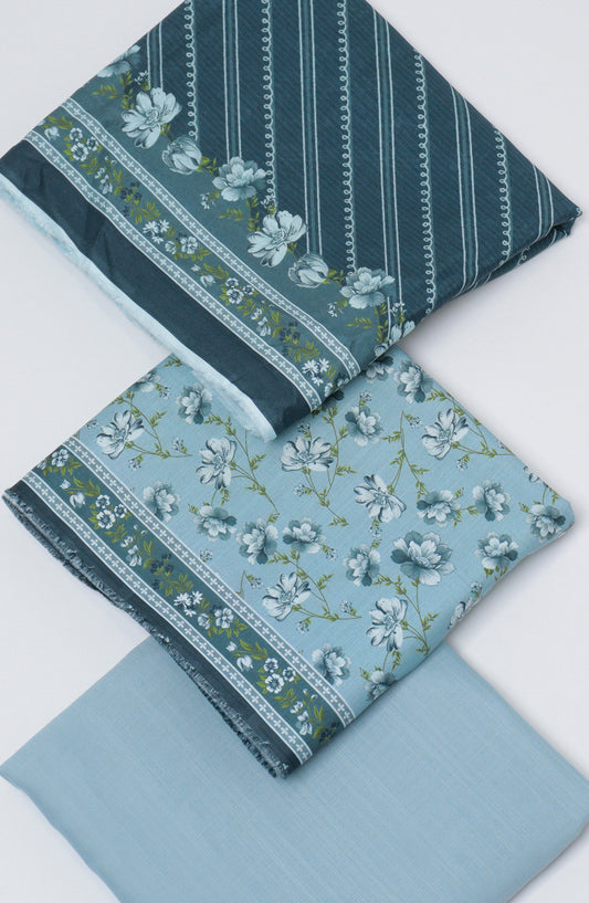 Bin Saeed Printed Khaddar Unstitched 3 Piece Suit - D-06 - BS26WD - Blue - Winter Collection