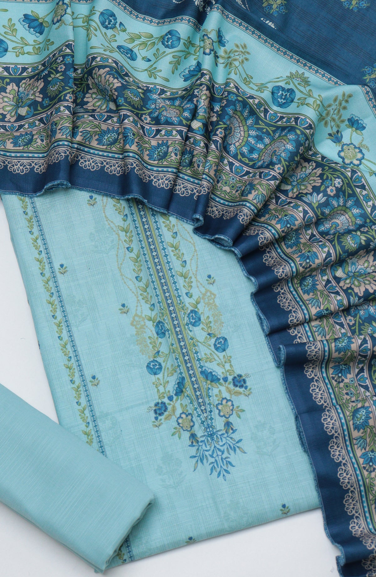 Bin Saeed Printed Khaddar Unstitched 3 Piece Suit - D-07 - BS26KDR - Ferozi - Winter Collection