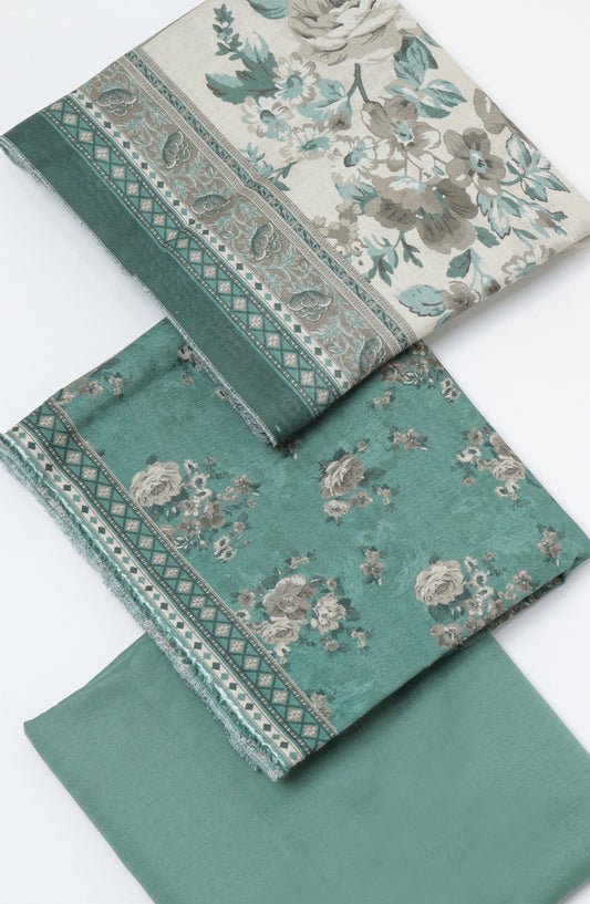 Bin Saeed Printed Khaddar Unstitched 3 Piece Suit - D-09 - BS26WD - Ferozi - Winter Collection