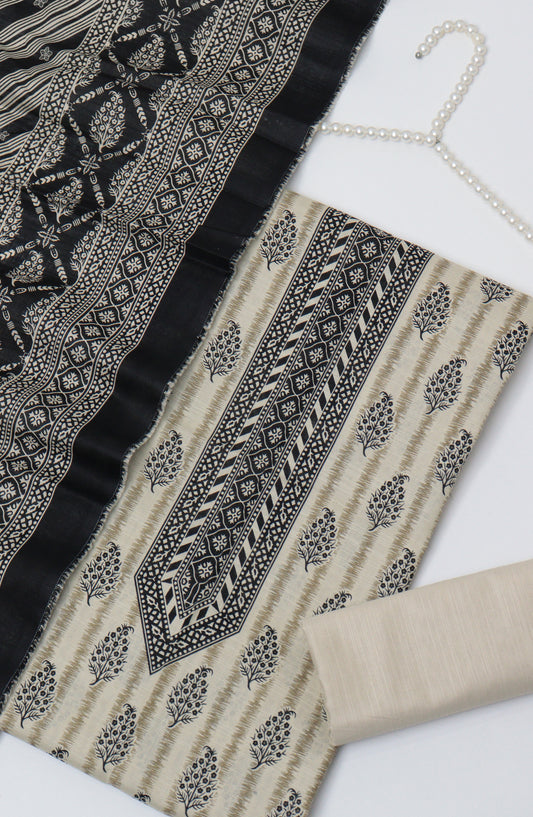 Bin Saeed Printed Khaddar Unstitched 3 Piece Suit - D-10 - BS26WD - Fawn - Winter Collection