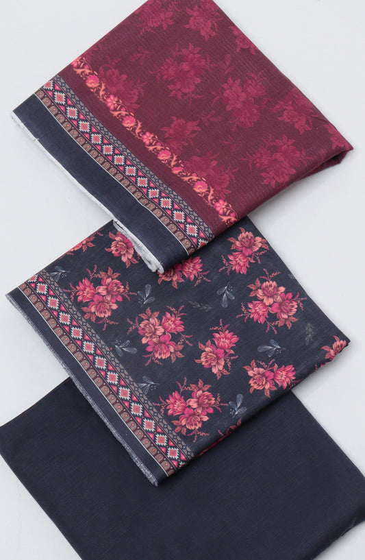Bin Saeed Printed Khaddar Unstitched 3 Piece Suit - D-11 - BS26KDR - Black - Winter Collection