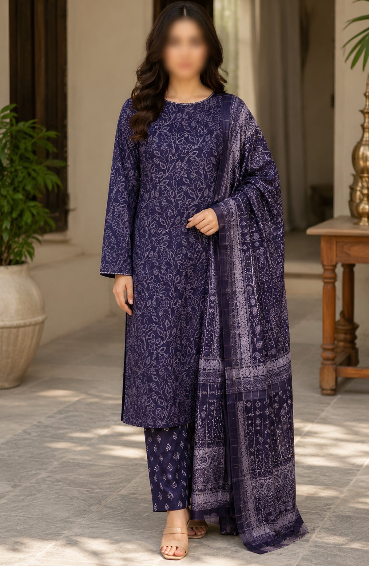 Bin Saeed Printed Lawn Unstitched 3 Piece Suit - PD-12 - BS26DCS - Blue - Summer Collection