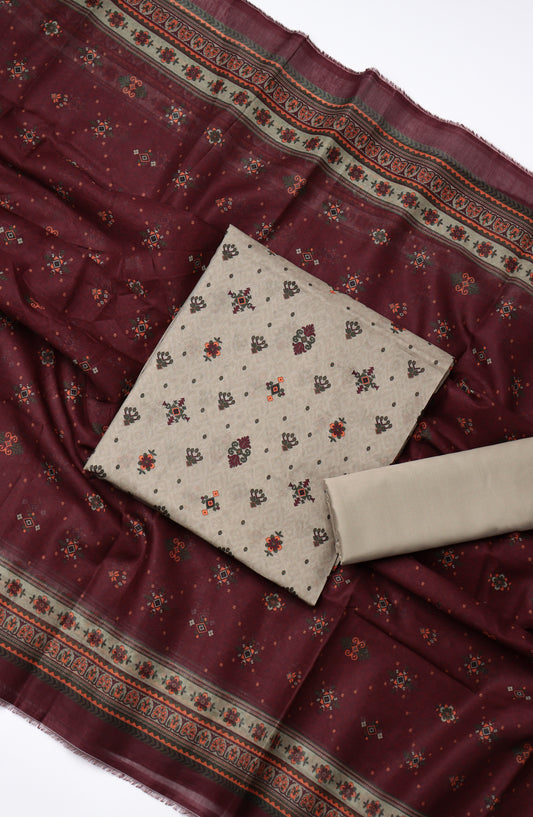 Bin Saeed Printed Lawn Unstitched 3 Piece Suit - PD-10 - BS26DCS - Beige - Summer Collection