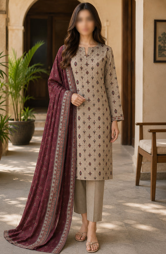 Bin Saeed Printed Lawn Unstitched 3 Piece Suit - PD-10 - BS26DCS - Beige - Summer Collection