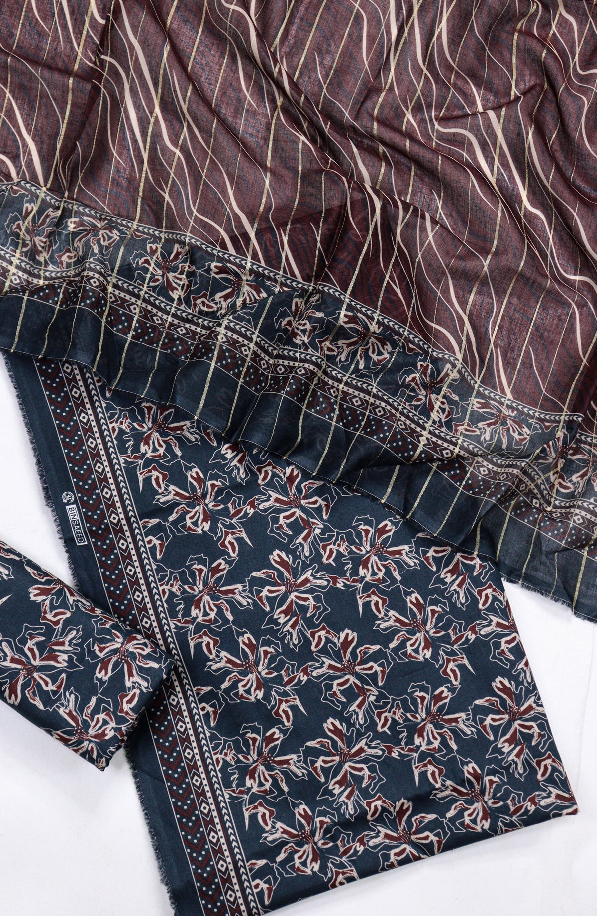 Bin Saeed Printed Lawn Unstitched 3 Piece Suit - D-15 - BS26PR - Blue - Summer Collection