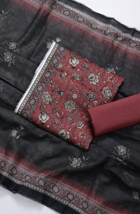 Bin Saeed Printed Lawn Unstitched 3 Piece Suit - BSD-14 - BS26DIN - Red - Summer Collection