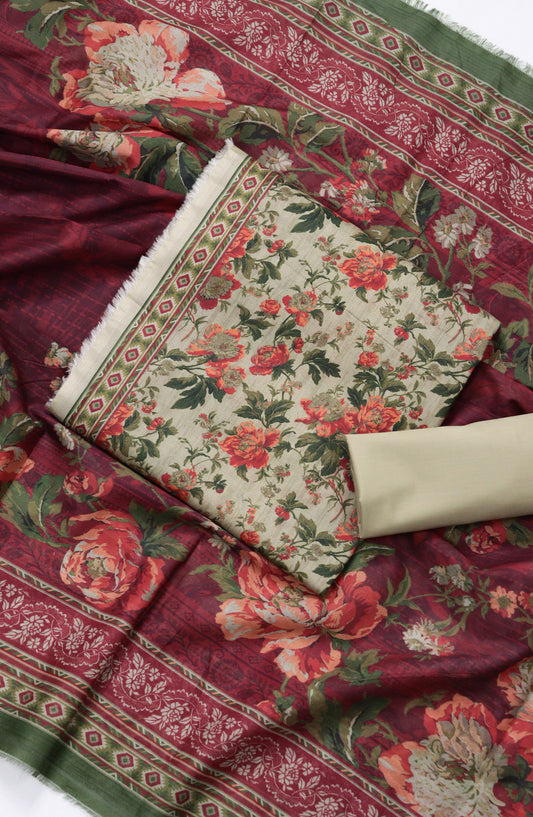 Bin Saeed Printed Lawn Unstitched 3 Piece Suit - BSD-13 - BS26DIN - Green - Summer Collection