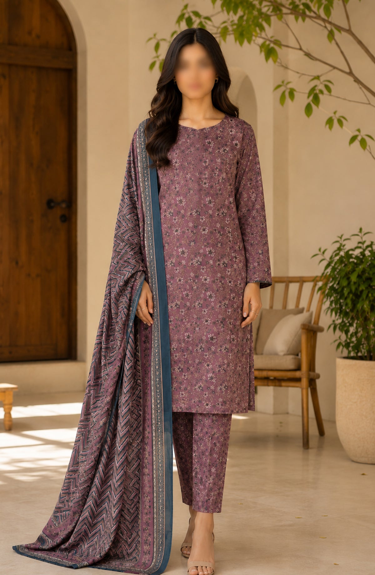 Bin Saeed Printed Lawn Unstitched 3 Piece Suit - BSD-12 - BS26DIN - Purple - Summer Collection