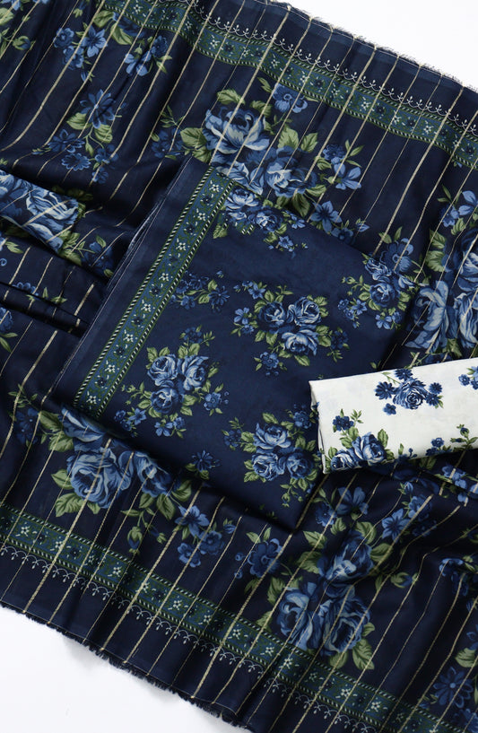 Bin Saeed Printed Lawn Unstitched 3 Piece Suit - BSD-10 - BS26DIN - Blue - Summer Collection