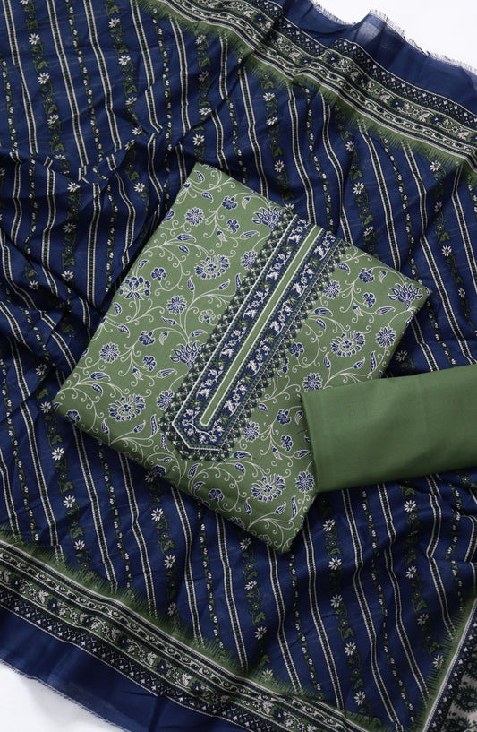 Bin Saeed Printed Lawn Unstitched 3 Piece Suit - BSD-07 - BS26DIN - Green - Summer Collection