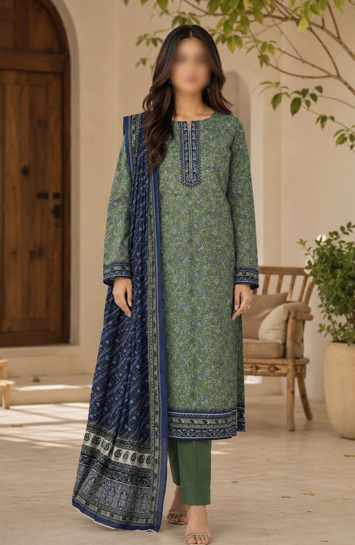 Bin Saeed Printed Lawn Unstitched 3 Piece Suit - BSD-07 - BS26DIN - Green - Summer Collection