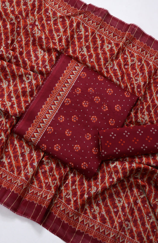 Bin Saeed Printed Lawn Unstitched 3 Piece Suit - BSD-06 - BS26DIN - Maroon - Summer Collection