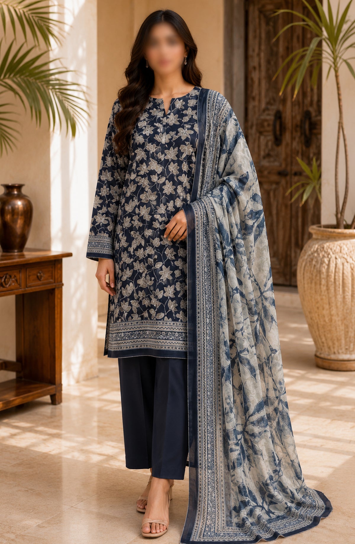Bin Saeed Printed Lawn Unstitched 3 Piece Suit - BSD-05 - BS26DIN - Black - Summer Collection