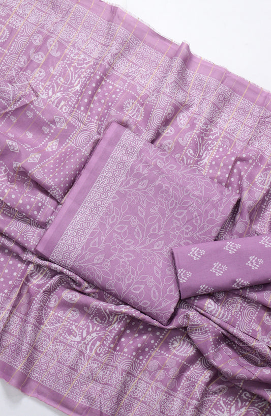 Bin Saeed Printed Lawn Unstitched 3 Piece Suit - BSD22 - BS26END - Purple - Summer Collection
