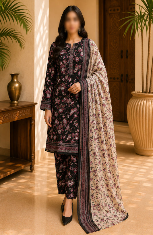 Bin Saeed Printed Lawn Unstitched 3 Piece Suit - BSD16 - BS26END - Black - Summer Collection