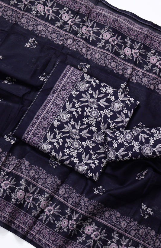 Bin Saeed Printed Lawn Unstitched 3 Piece Suit - BSD15 - BS26END - Purple - Summer Collection