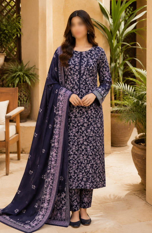 Bin Saeed Printed Lawn Unstitched 3 Piece Suit - BSD15 - BS26END - Purple - Summer Collection