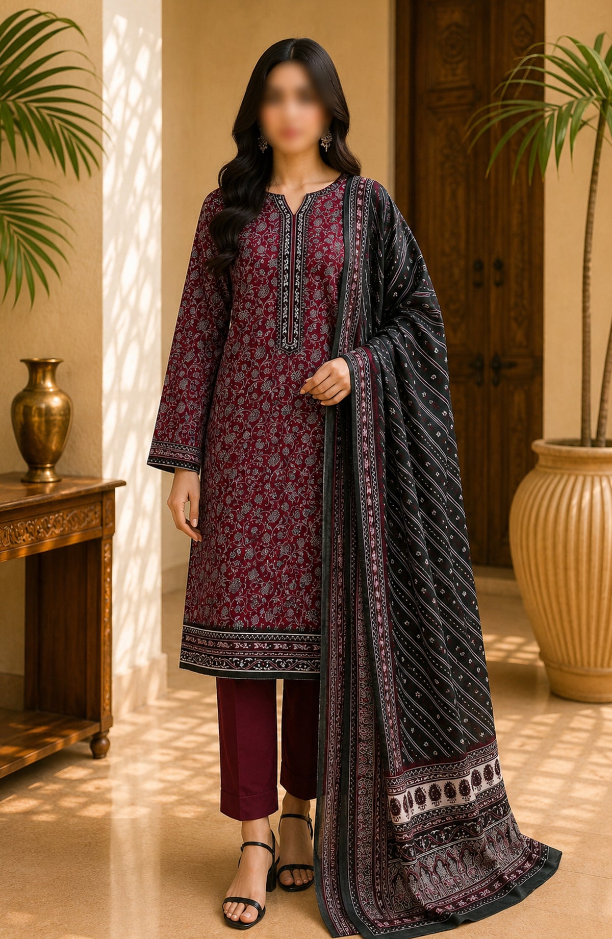 Bin Saeed Printed Lawn Unstitched 3 Piece Suit - BSD14 - BS26END - Pink - Summer Collection